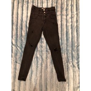 Black Ripped High Waisted Skinny Jeans